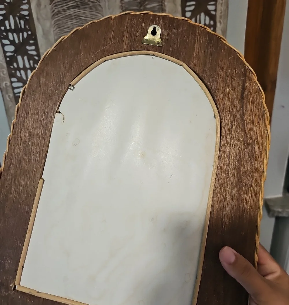 VintageNatural Rattan Wicker Arched Mirror 1970s 16